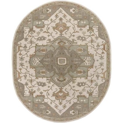 Mark & Day Roblin 8'x10' Oval Tufted Indoor Area Rugs Khaki: Handmade Wool Medallion, Stain-Resistant, Traditional Style