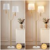 GTCLIGHTING Floor Lamps for Living Room,Modern Double headed standing lamp with Marble Base&Fabric Shade,63.5" Gold Reading Light for Bedroom - 4 of 4