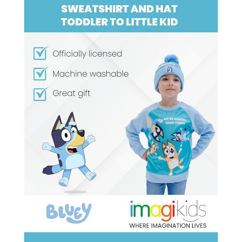 Bluey Fleece Sweatshirt and Cotton Gauze Hat Toddler to Little Kid, 2 of 8