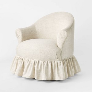 Ruffle Skirt Accent Chair with Swivel Cream Flecked Linen - Threshold™ designed with Studio McGee - 1 of 4
