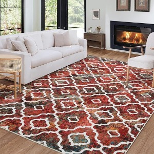 Modern Area Rug Machine Washable Moroccan Geometric Rug Farmhouse Boho Rug - 1 of 4