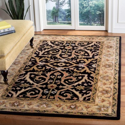 Elegant Charcoal & Beige Hand-Tufted Wool Rectangular Rug 3' x 5'