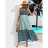 Maternity Sleeveless Smocked Dress Summer Strapless Boho Flowy Tube Top Casual Maxi Dress For Photoshoot Baby Shower - 3 of 4