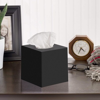 Black Plastic Square Tissue Box Cover with Large Opening