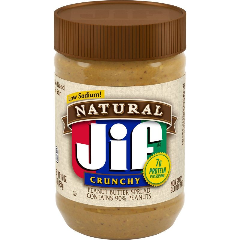 Jif Natural Crunchy Peanut Butter - 16oz, 1 of 8
