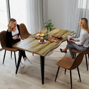 Homy Casa Set of 4 Suede Brown Dining Chairs with Black Metal Legs for Kitchen or Dining Room - 1 of 4