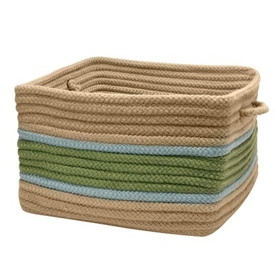 Colonial Mills Garden Banded Square Baskets Utility Basket, 18 by 12-Inch, Moss Green/Fed Blue