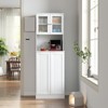 70.8" Tall Kitchen Pantry Cabinet, Wood Cupboard Storage Cabinet with Microwave Stand, Sideboard Buffet Cabinet for Kitchen Living Room Hallw - 3 of 4