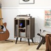 Tangkula Record Player Stand w/ Charging Station & USB Ports Side Table w/ Vinyl Storage Cabinet Album Display Shelf Turntable Grey - 2 of 4