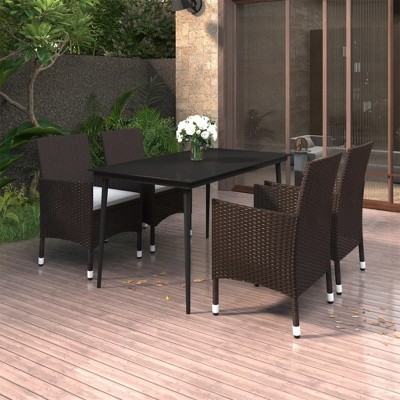 vidaXL Garden Dining Set Brown PE rattan 5 Piece Set