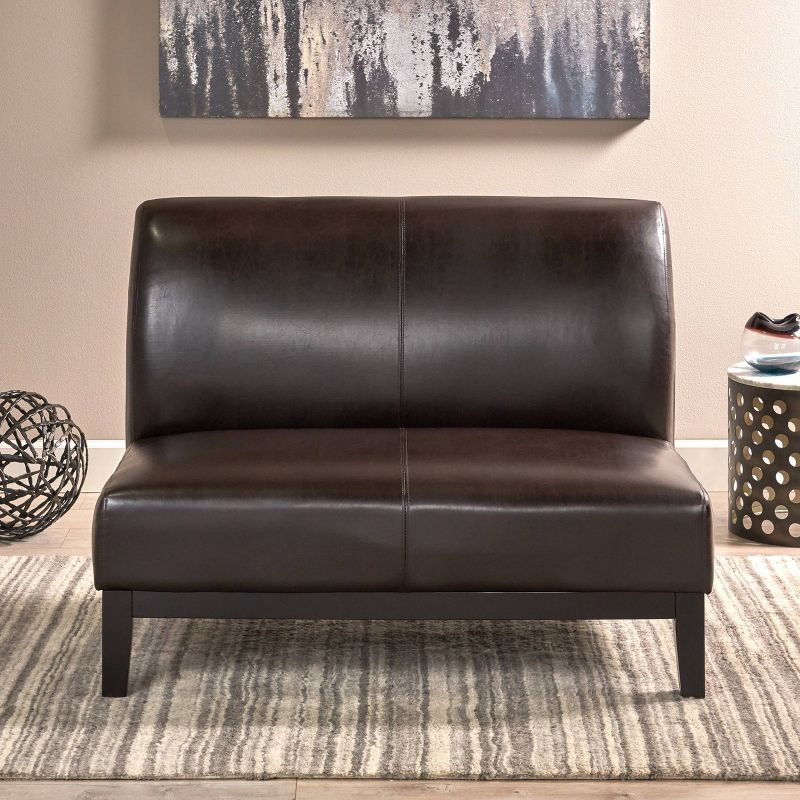 Darcy Bonded Leather Loveseat Brown - Christopher Knight Home, 4 of 7