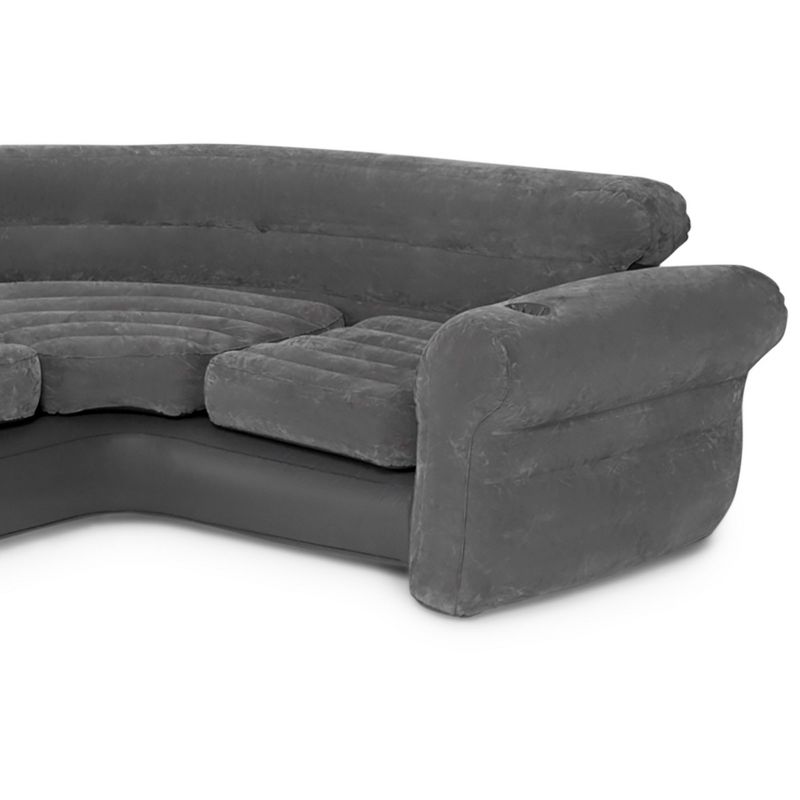 Intex Corner Sofa L-Shaped Inflatable Indoor Relaxing Lounge Sectional Couch with Built-In Cupholders for Home Living Rooms, 4 of 7