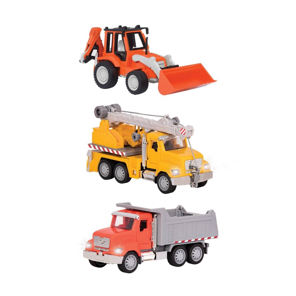 Photos - Toy Car DRIVEN by Battat Small Toy Construction Micro Fleet - 3pk