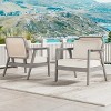 Modern Patio Acacia Wood Club Chair,Cream Fabric Cushion Club Chair,Garden Chair With Woven Backrest And Solid Acacia Wood Frame-Cuddlewood - 3 of 4