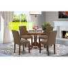 Round Dinette Set 5 Piece - Kitchen Table & Chairs - Modern Dining Set - Coffee Linen Fabric - Elegant Design - 2 of 4