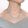 Guili Sterling Silver Rhodium Plated Marquise & Round Cubic Zirconia Cluster Tennis Necklace, a stunning, sophisticated statement. - 3 of 3