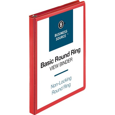 Business Source View Binder Round Ring .5" Red 09965