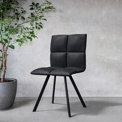 LeisureMod Wesley Modern Vegan Leather Dining Chair with Black Metal Legs - Durable and Easy to Clean, Perfect for Dining Rooms