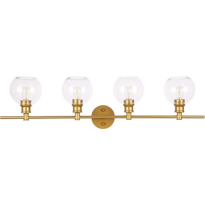 Elegant Collier 4-Light Brass and Clear Glass Dimmable Wall Sconce