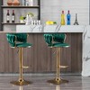 Velvet Bar Stools Set of 2 with Adjustable Height, 360¡ã Swivel, Chrome Footrest, and Metal Legs for Kitchen, Dining, or Bar - 3 of 4