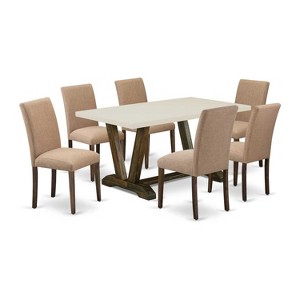 HomeStock 7-Pc Multi-Color Solid Wood Top-Rectangular Upholstered Dining Room Set with High Back-Seats 4 - 1 of 4