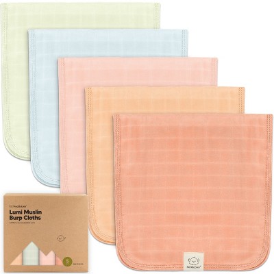 5pk Lumi Muslin Burp Cloths for Baby Boys, Girls, Organic Baby Burp Cloths, Burping Cloths for Babies