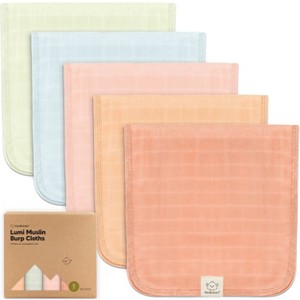 5pk Lumi Muslin Burp Cloths for Baby Boys, Girls, Organic Baby Burp Cloths, Burping Cloths for Babies - 1 of 4