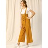 Allegra K Women's High Waist Wide Leg Belted Button Long Overalls Jumpsuit - 2 of 4