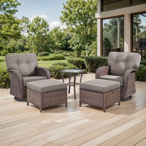 Belord 5 Pieces Small Patio Furniture Set with Patio Swivel Gliding Rocker Chairs, Weather Resistant Outdoor Conversation Set with Wide Back Rocker - 1 of 4