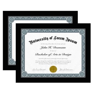 Americanflat 8.5x11 Diploma Frame - Document Frame with Shatter - Certificate Frame for Tabletop and Wall (2 Pack) - Black - 1 of 4