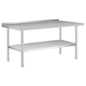 Stainless Steel Prep Table, 24 x 72 Inches, with Rounded-Corner, Adjustable Undershelf and 4 Caster Wheels, Commercial Heavy Duty Table - 1 of 4