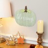 Northlight 20" Green and Brown Blessings Pumpkin Wooden Thanksgiving Hanging Wall Sign - 2 of 4
