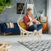 Tangkula Hammock Chair Macrame Swing, Patio Hanging Hammock Chair W/ LED Lights, Hanging Cotton Rope Hammock Swing Chair - 3 of 4