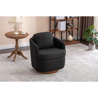 NicBex Accent Chair Swivel Chair Sofa Chair Fabric Comfy Chair With Soild Wood Round Brown Base Leg for Bedroom