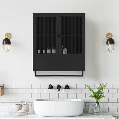 Bella Depot 23.62" Glass Doors Modern Two-door Wall Cabinetwith Featuring Two-tier Enclosed Storage