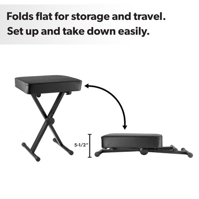 Deluxe Adjustable X-Style Metal Keyboard Bench with Padded Seat
