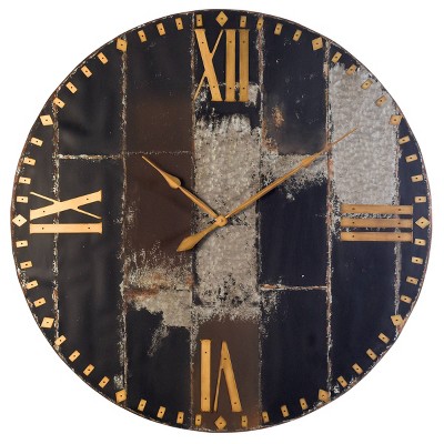 Large Metal Patina Steampunk Inspired Wall Clock Antique Brass - StyleCraft