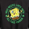 Boys' - SpongeBob Squarepants - Who Needs Luck With This Charm Graphic Long Sleeve Fleece Sweatshirt - 2 of 4