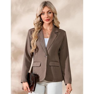 Blazers for Women Business Casual Long Sleeve Lapel Open Front Suit Jacket Work Blazer with Pockets - 1 of 4