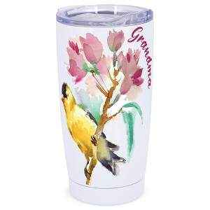 Elanze Designs Nana Watercolor Bird Flower Family Love Wrap-Around Design 20 Ounce Stainless Steel On-The-Go Coffee Mug, Thermal Travel Tumbler with - 1 of 4