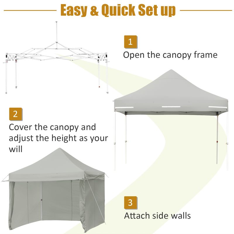 Tangkula 10x10ft Pop up Tent, 4 Height Adjustment Folding Camping Tent with Awning, 5 of 11