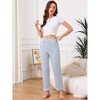 INSPIRE CHIC Women's Pajama Pants Cotton Knit Ribbed Elastic Waist Straight Leg with Pockets Loungewear - 3 of 4