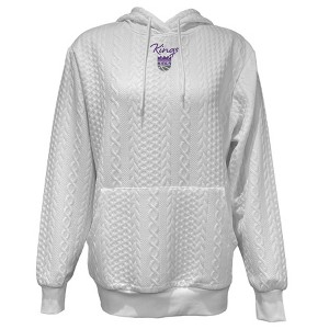NBA Sacramento Kings Women's Long Sleeve Crusive Textured White Hooded Sweatshirt - 1 of 4
