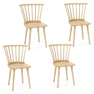 Tangkula 4 PCS Dining Chair Windsor High Spindle Back Wood Kitchen Chairs w/ Rubber Wood Frame - 1 of 4
