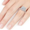 Pompeii3 1 Ct TDW Diamond Engagement Ring Double Cushion Halo 14k White Gold - 3 of 4