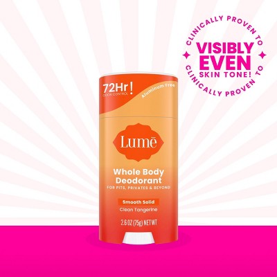 Lume Whole Body Women&#8217;s Deodorant - Smooth Solid Stick - Aluminum Free  - Clean Tangerine Scent - 2.6oz_4