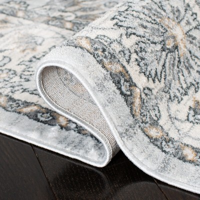 Isabella Light Grey and Cream Hand-Knotted Synthetic Area Rug