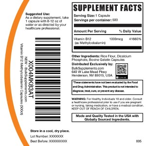 BulkSupplements Vitamin B12 (1% Methylcobalamin) Capsules - 1 of 4