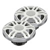 Hertz ( 3 Pair ) HMX 6.5 S-LD-SW 6 1/2" White/Silver Grill Coaxial Marine Speakers with RGB LEDs and Venezia V6 - 6 -Channel Marine Amplifier Bundle - 2 of 4