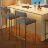Jojoka Compact 2-Person Bar Table and Chair Set with Three Storage Shelves, Rectangular Rustic MDF Top and Upholstered Chairs, Brown - 3 of 4